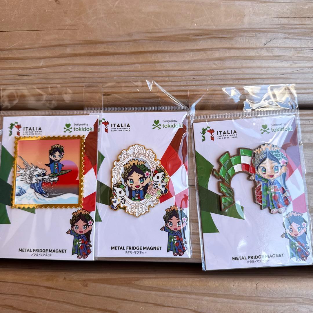 大阪万博 イタリア館 イタリアちゃん メタルマグネット3種コンプリート