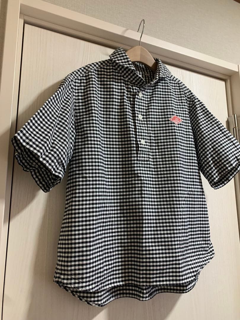 美品 DANTON ダントン プルオーバー半袖シャツ 丸襟 ギンガムチェック