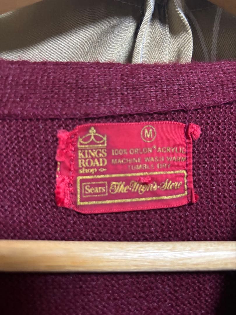 70s usa製 SEARS アクリルカーディガン　\"ボルドー\"