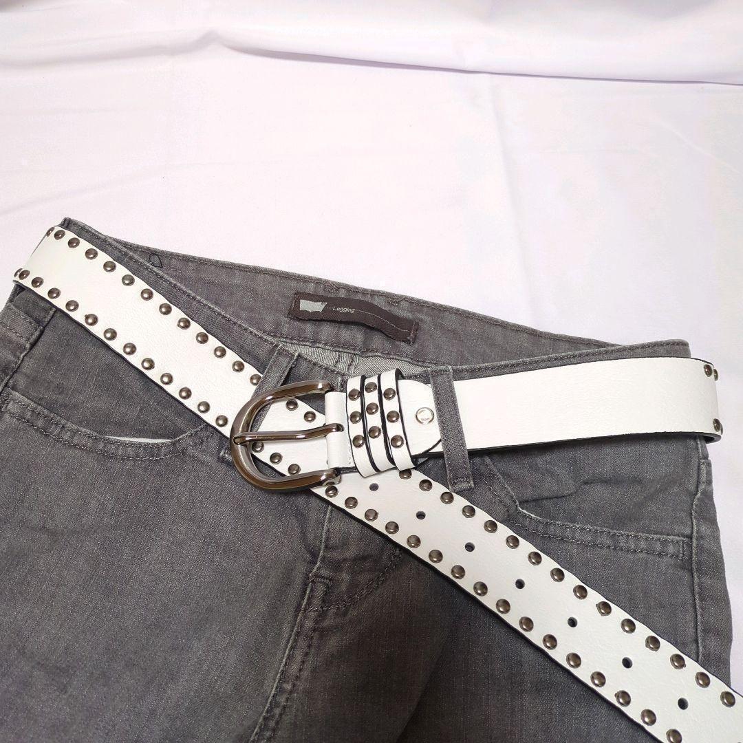 ベルト ホワイト 白 スタッズ グランジ Y2K 平成ギャル ロック - メルカリ