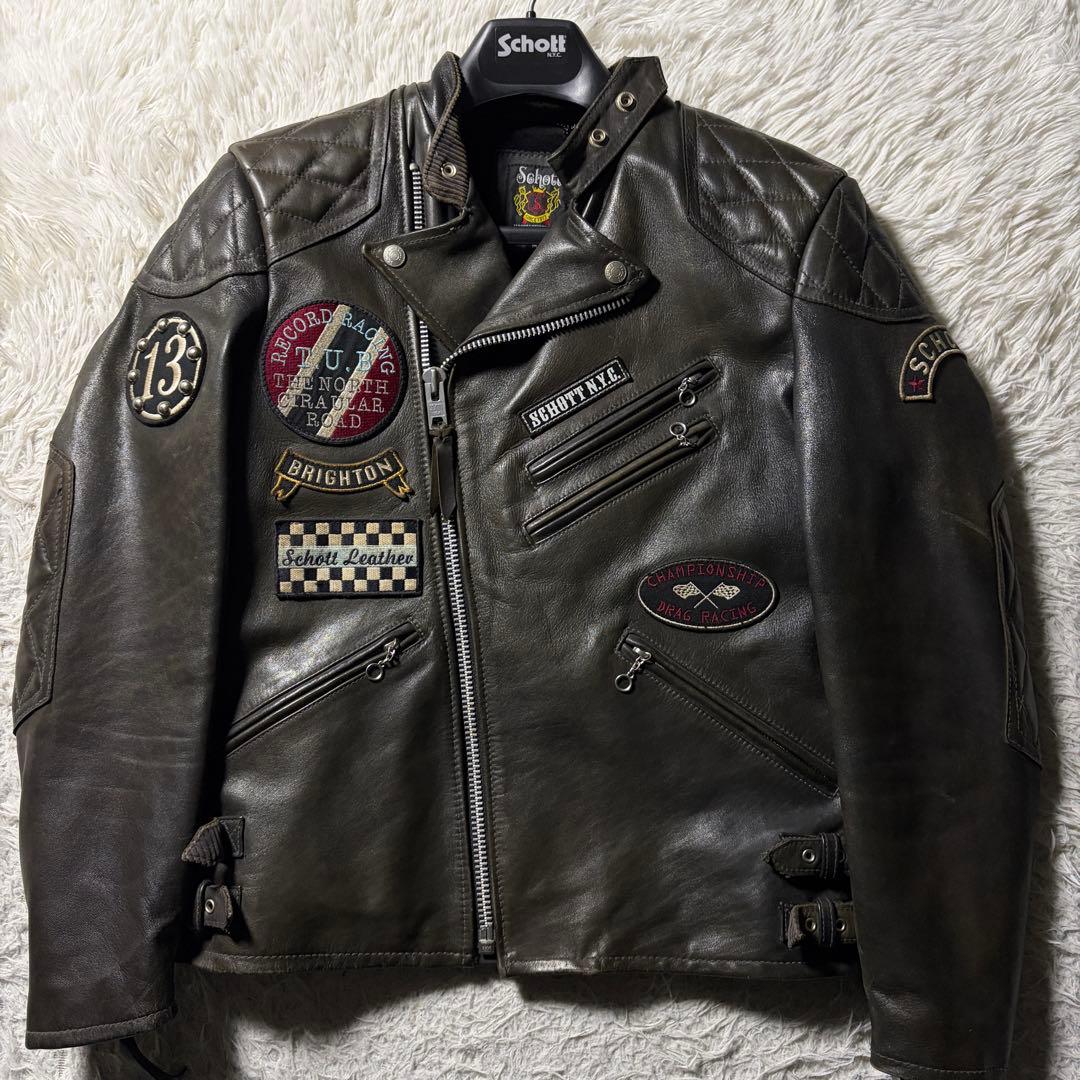 m*h様 【雰囲気抜群】schott ライダースジャケット　ダブル　本革　ワッペ m*h様 【雰囲気抜群】schott ライダースジャケット ダブル 本革 ワッペ