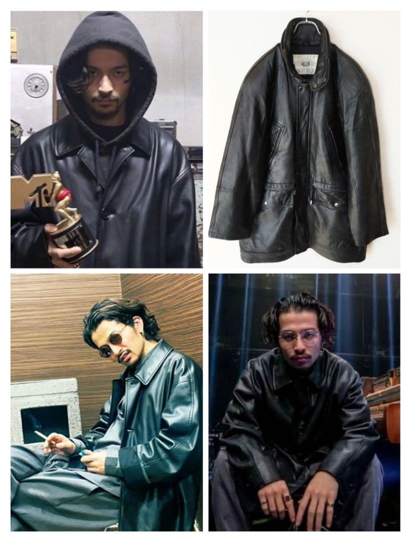 希少】ヴィンテージ オーバーサイズ レザージャケット ブラック黒 L