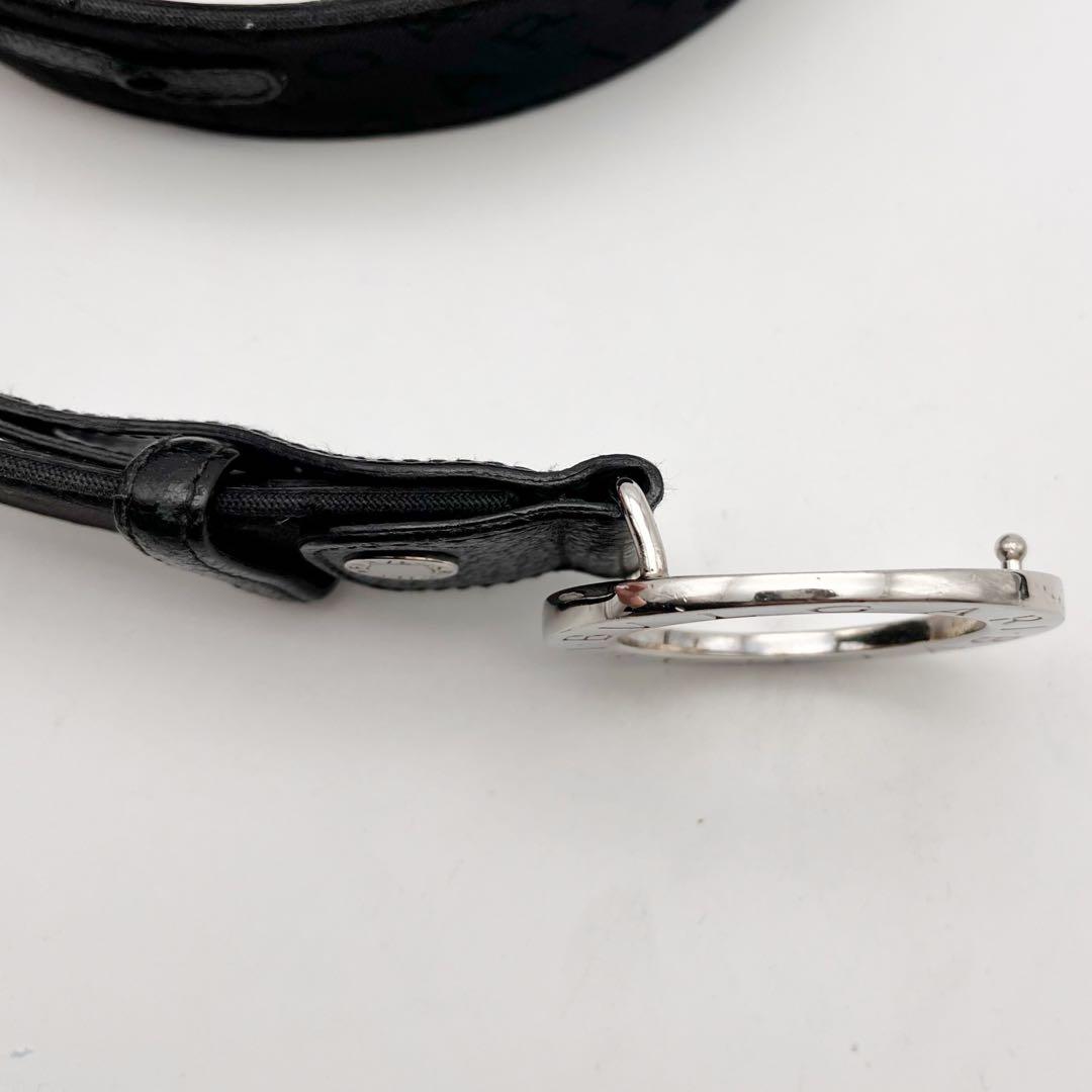 ブルガリ ロゴマニア ベルト ビーゼロ レザー 黒 シルバー 105/42