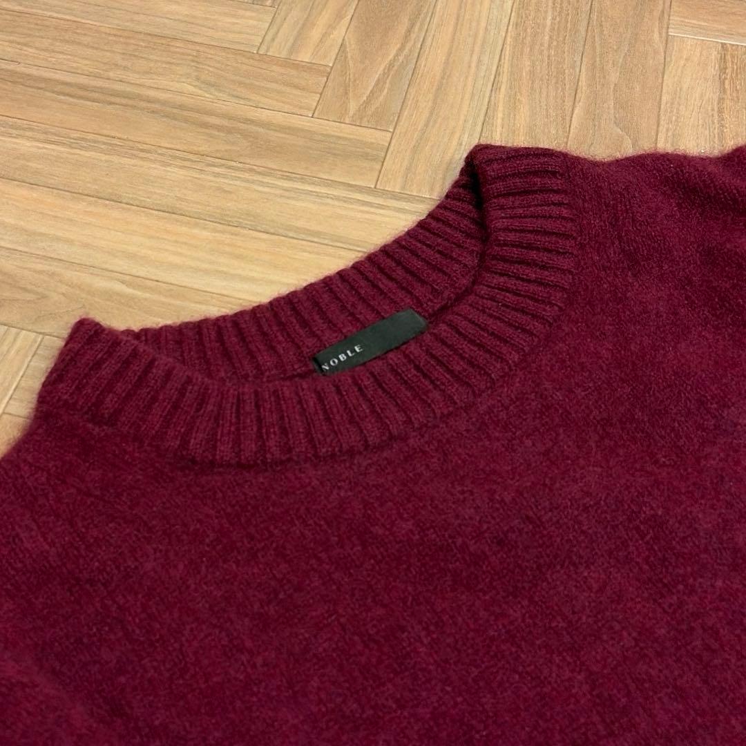 美品 ノーブル YAKヤク100% ワイドクルーネックプルオーバー ボルドー