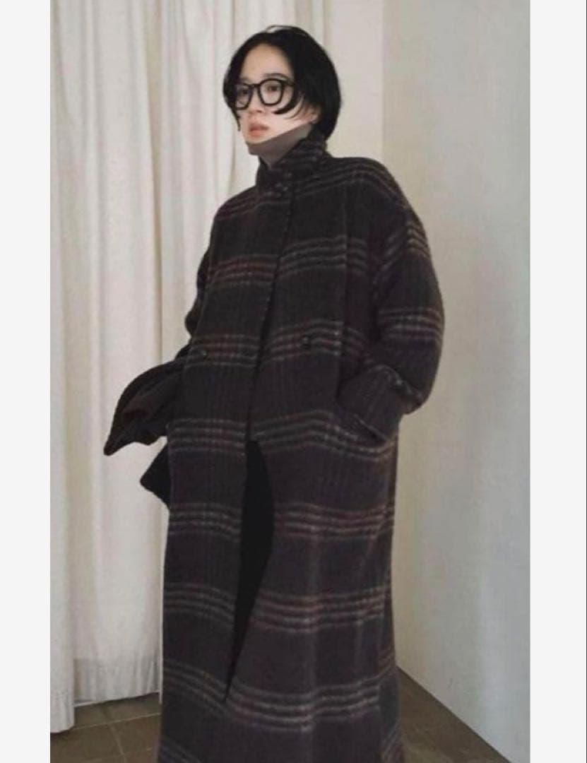 新品未使用 定価5万 RIM.ARK ウール チェック コート 36 チェスター