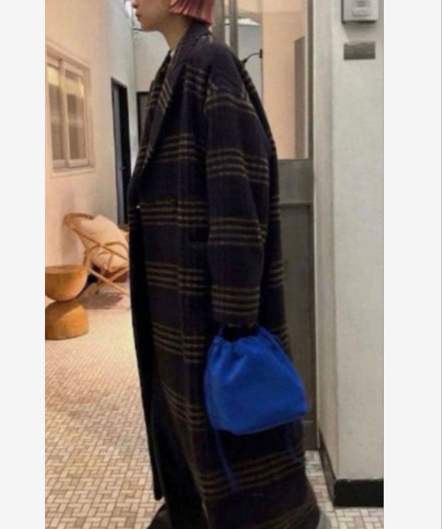 新品未使用 定価5万 RIM.ARK ウール チェック コート 36 チェスター