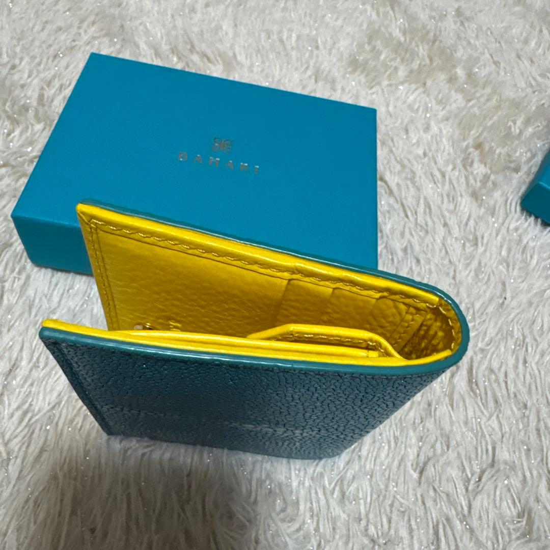 BAHARI】ガルーシャ☆ミニ折り財布☆ポリッシュターコイズブルー（美品