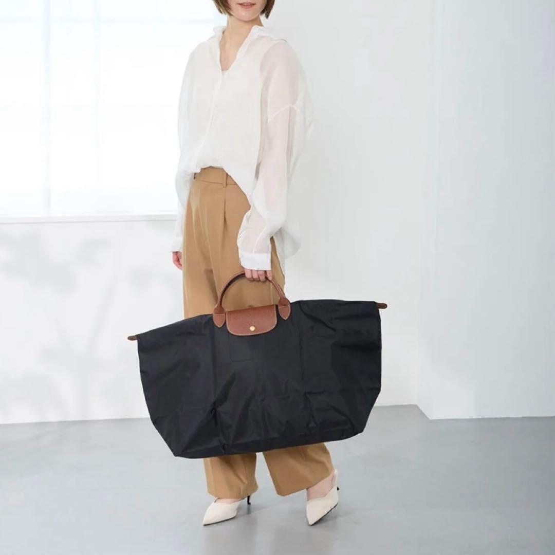 《極美品》ロンシャン　ルプリアージュ　バッグ 折り畳みトラベルバッグ　ボストン黒