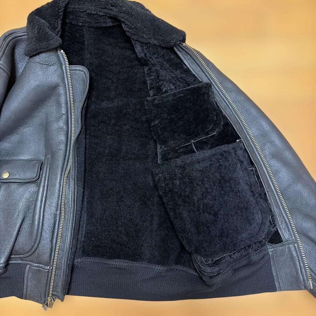 アメカジ好きな方カールヘルム 中ボアレザーブルゾン 羊革 ブラック