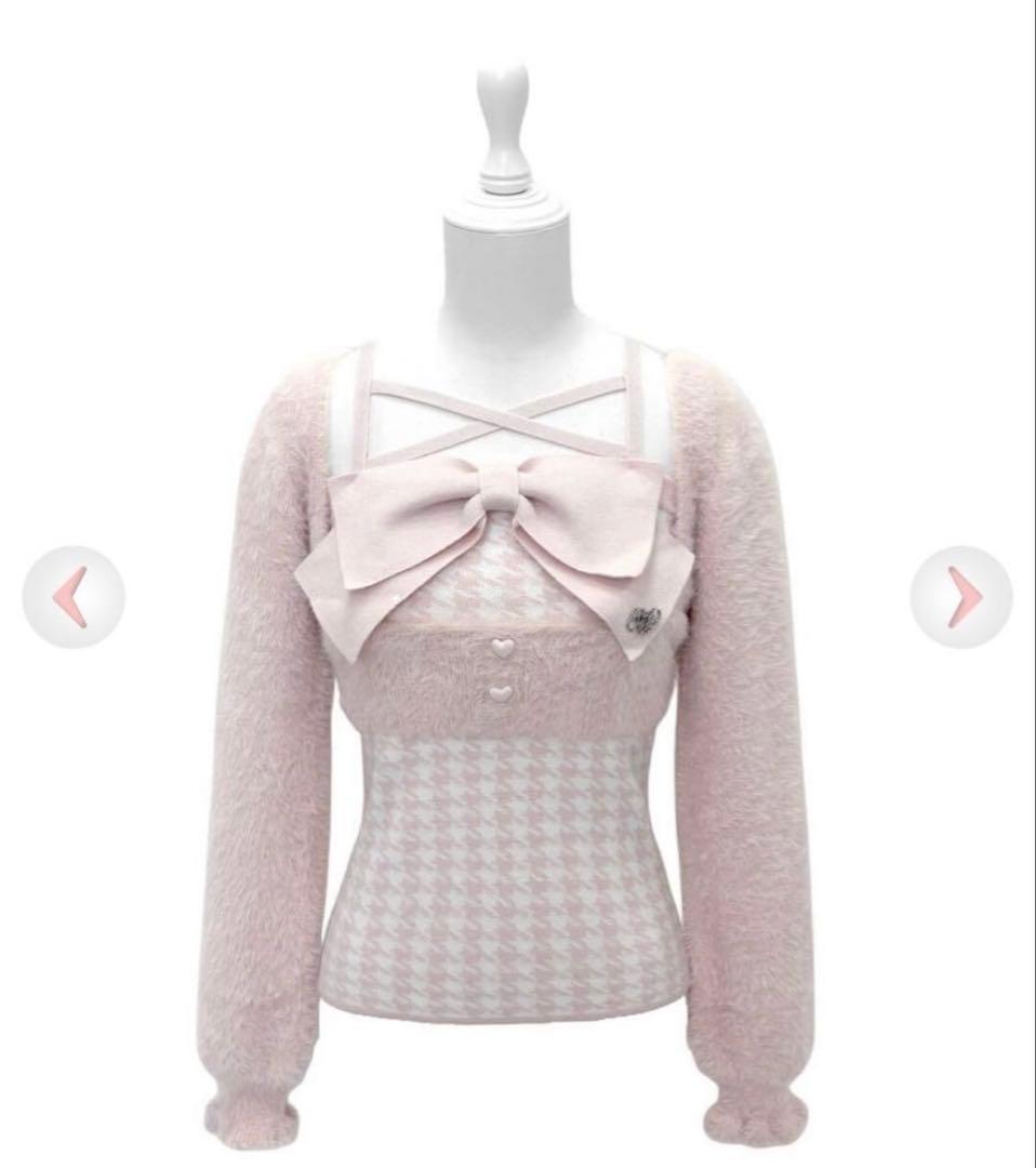 ハニーミュウ HONEYMEW ビッグリボンシャギーアンサンブルトップス