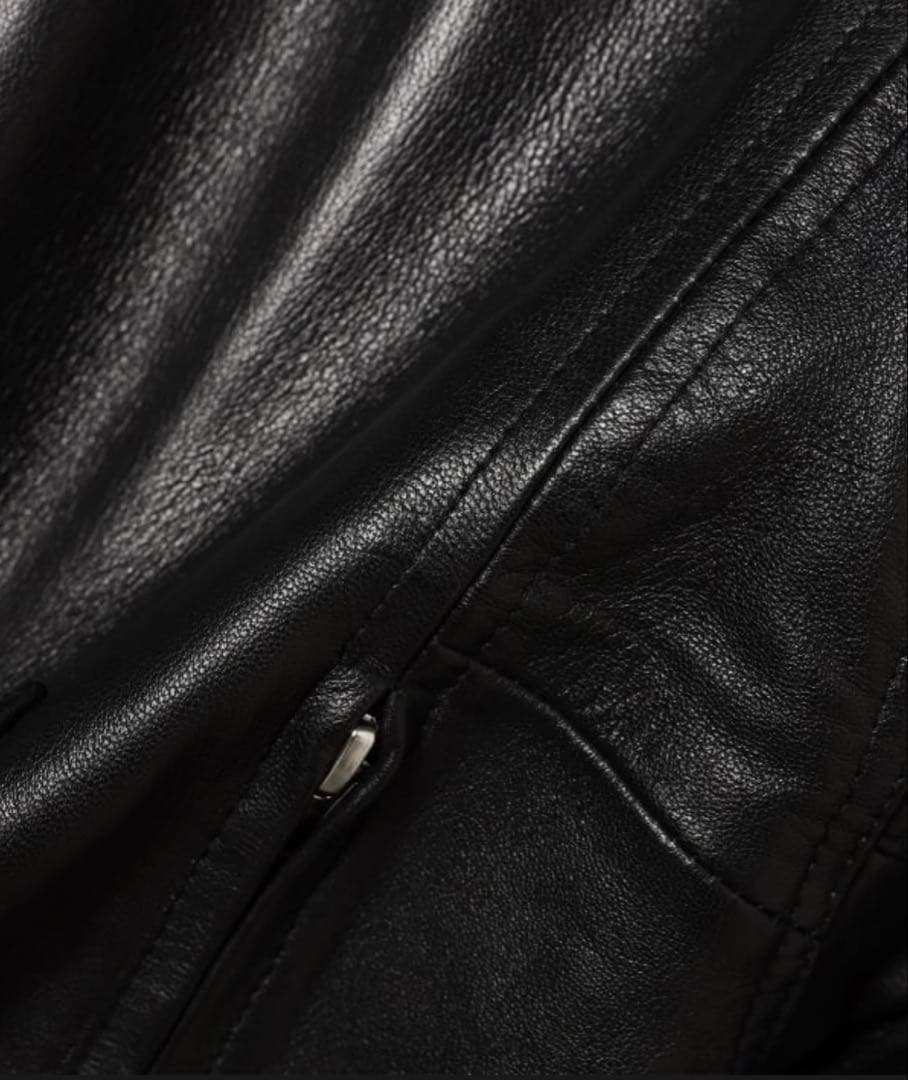 タグ付 BEAMS 本革 ワイドフィットレザージップブルゾンシープスキン