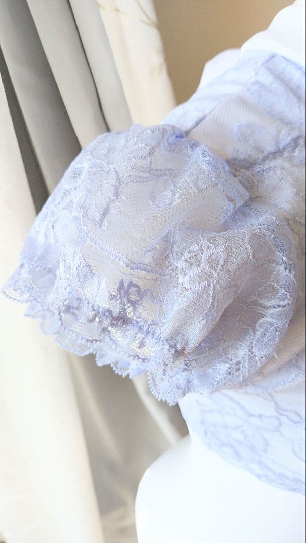 S～M／シンデレラのドレス風、アイスブルーのチョーカーリボン娘役