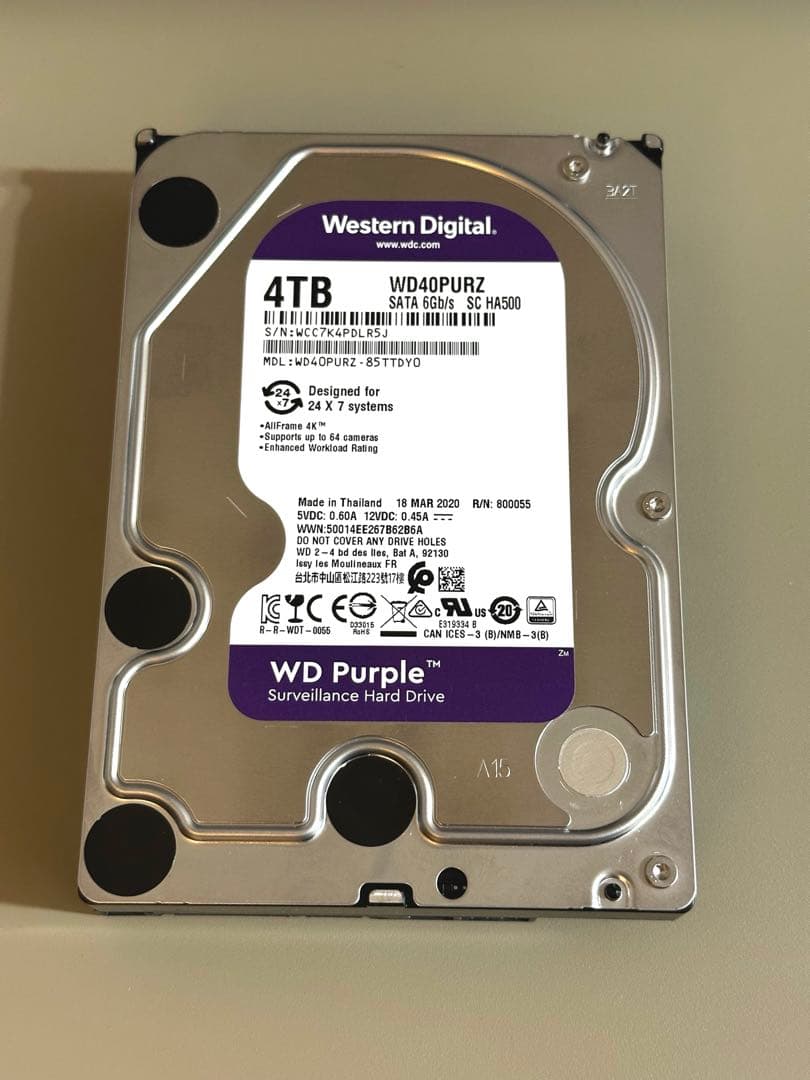 Western Digital Purple HDD 4TB WD40PURZ - メルカリ