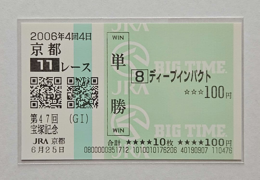 ディープインパクト 宝塚記念現地的中単勝限定柄馬券 - メルカリ