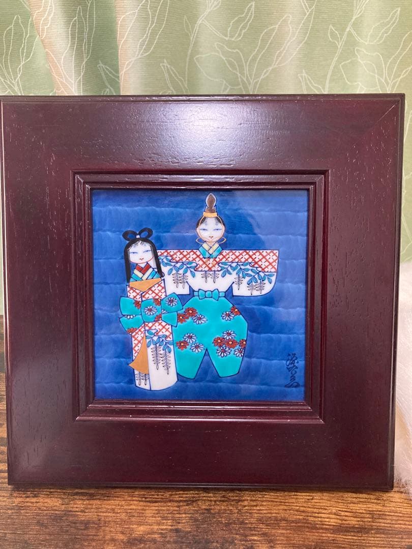 有田焼　源右衛門窯　染錦ひな人形陶額 特大 古伊万里　高級陶額 額装 雛額 源右衛門窯 染錦雛人形 陶額・大 / げんえもんがま 染錦雛人形 陶額