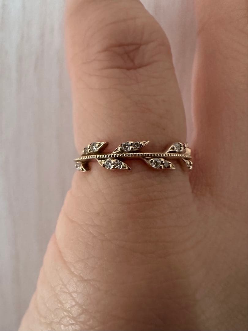 agete アガット K10 ピンキーリング 5号 廃盤 月桂樹 ローレルリーフ