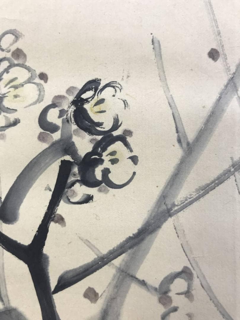 【真作】大原呑舟/梅花図/花図/梅図/掛軸/名家伝来/AD-224