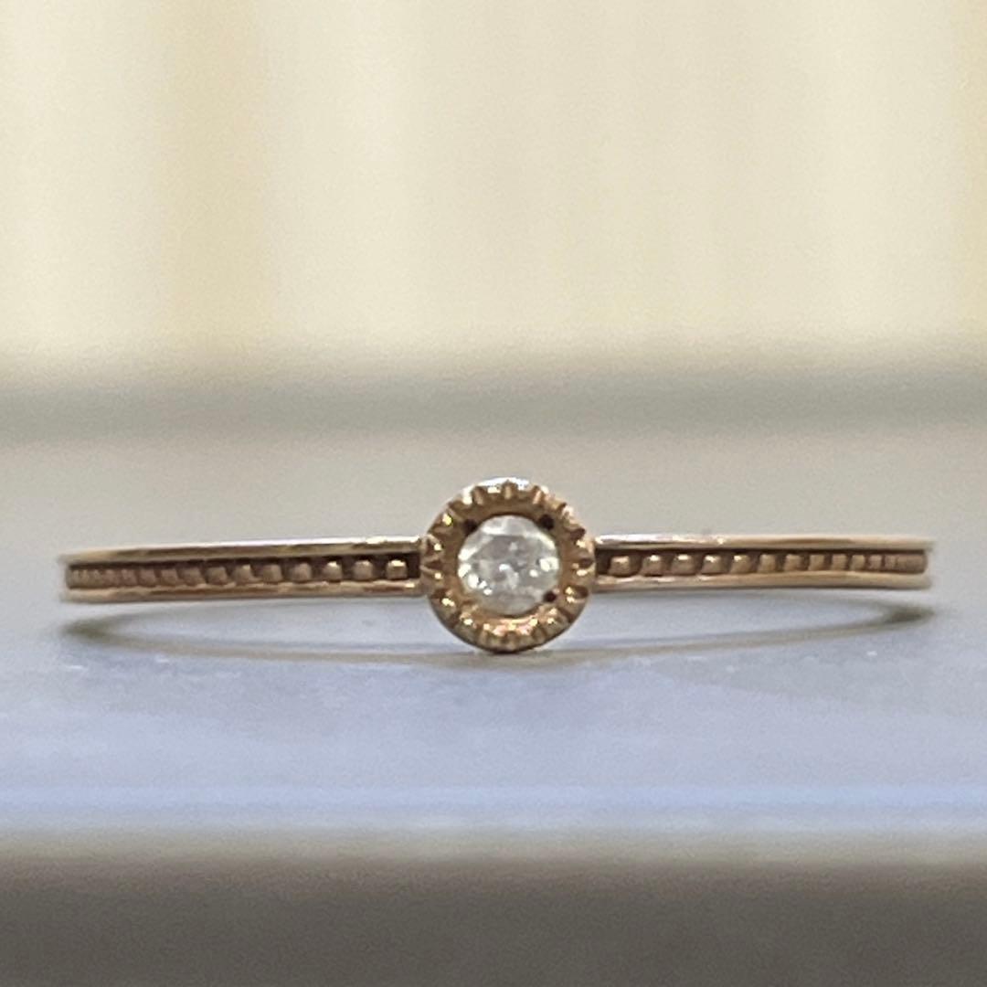 ete YG 10K 0.03ct ダイヤモンド 11号 リング　ミルグレイン