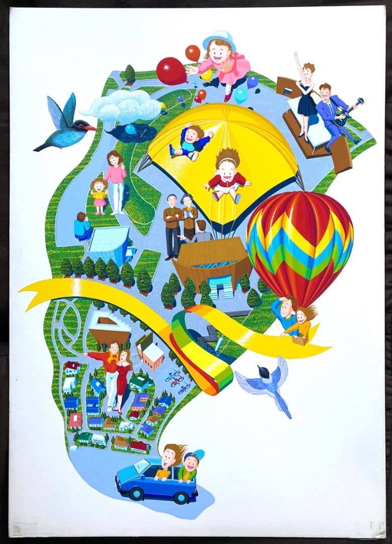 イラストの原画　住宅展示場　ポスター 弘前市山崎 THINK GIFT 新築住宅展示場 見学会開催【完全予約制｜2022