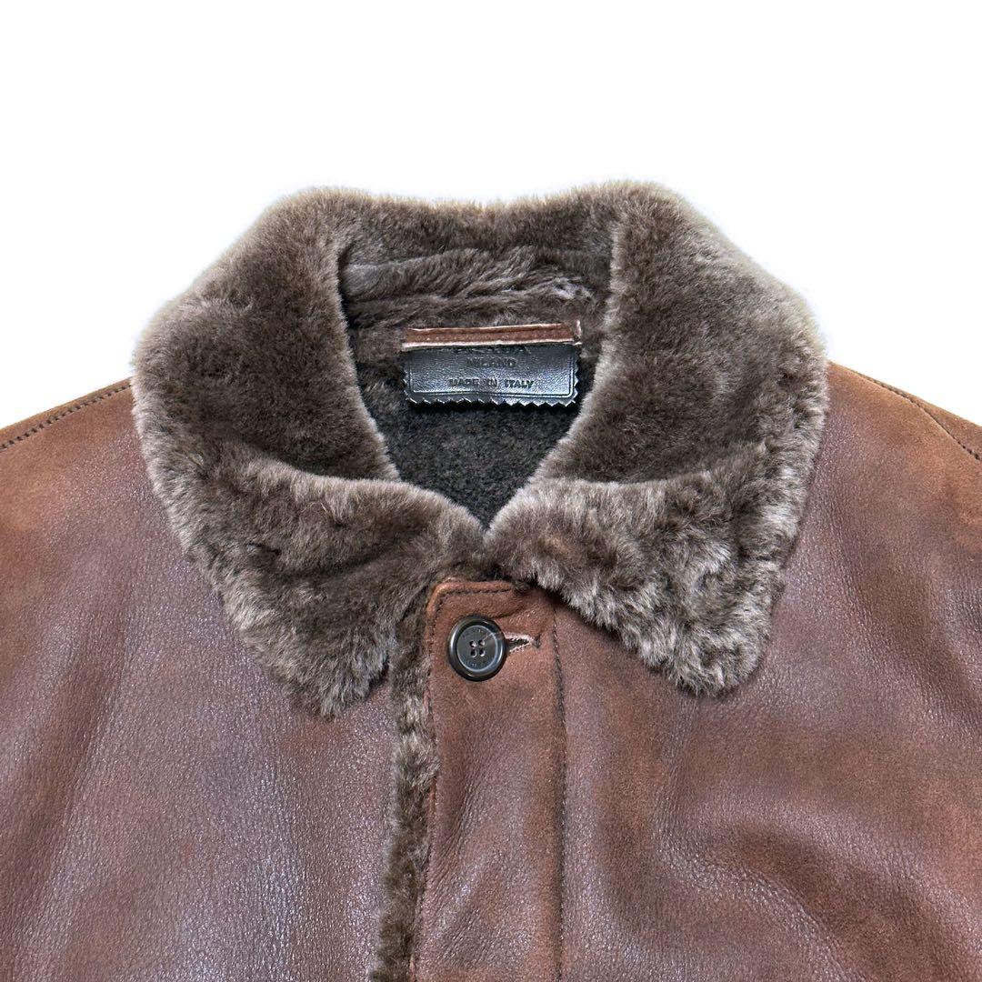PRADA プラダ ファー レザー ムートン ジャケット ブルゾン 初期