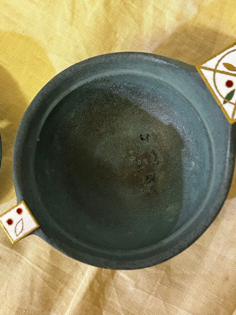 期間限定値下げ 1989年製 石黒 鏘ニ 作 青銅製 手付 香炉「南天