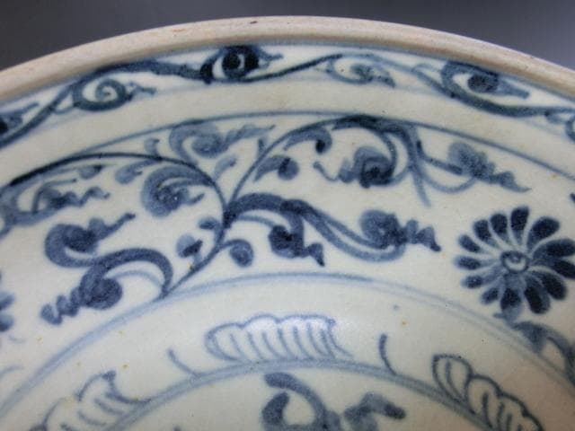 皿□安南呉須魚紋 染付 青華 花唐草 古玩 唐物 中国 古美術 時代物