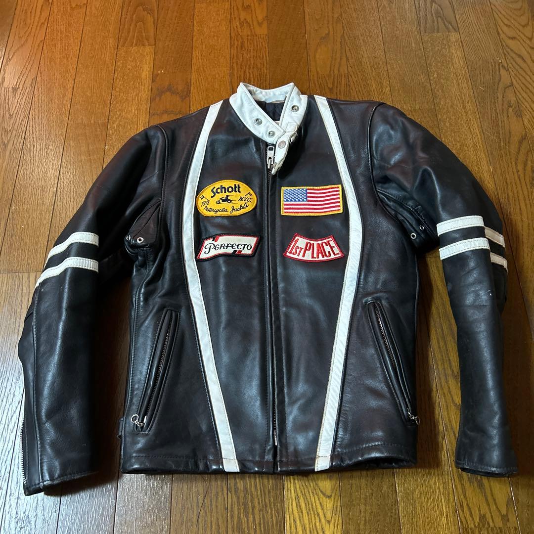 USA製schottレーシングレザーライダース34ショットvansonバンソン VANSON（バンソン） MODEL B SINGLE RIDERS JACKET シングル