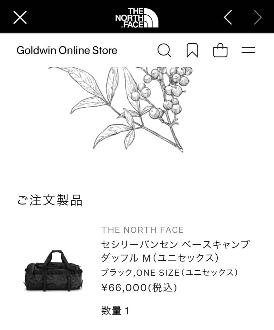 未使用 ノースフェイス セシリーバンセン ベースキャンプダッフル M