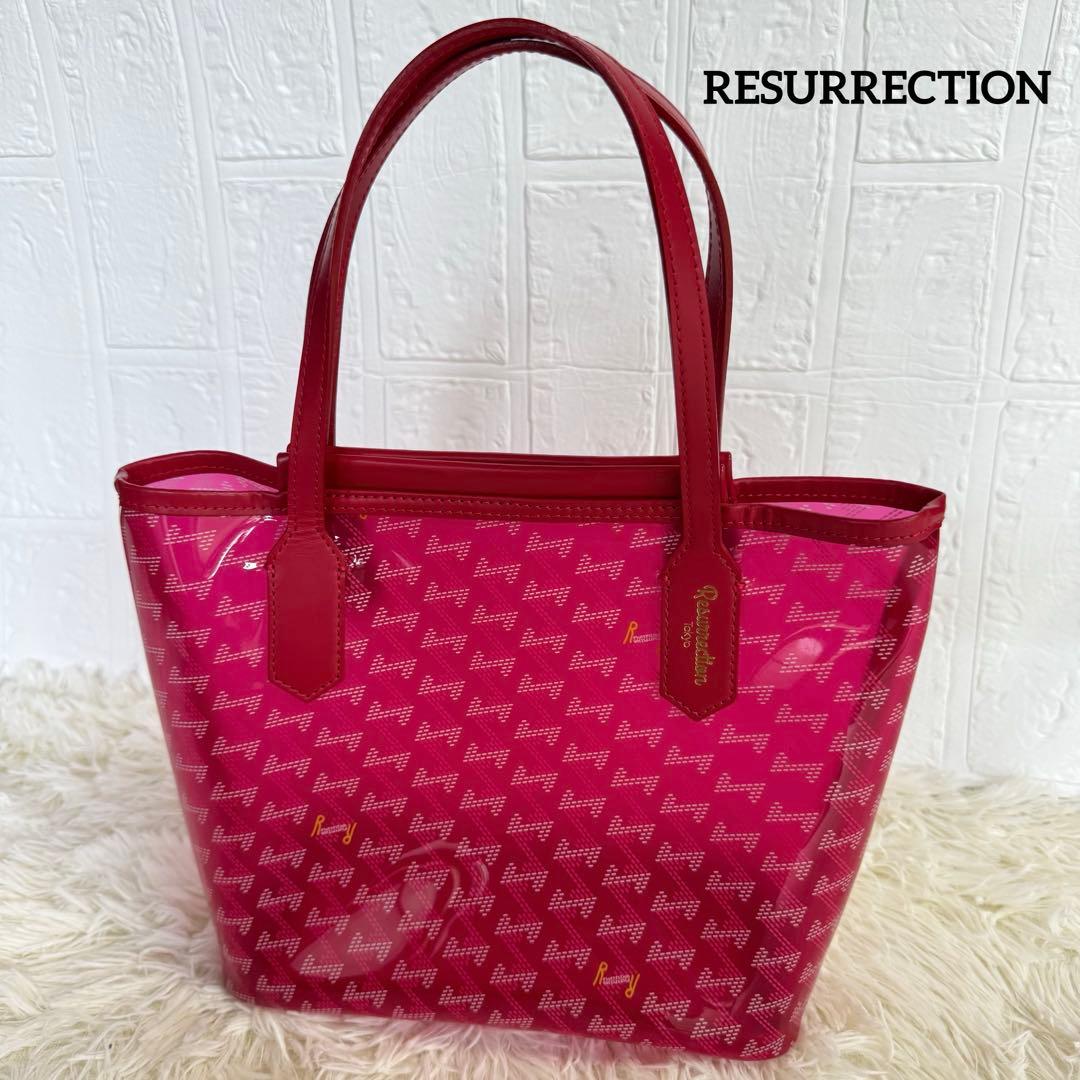 【レザレクション】美品 カートバッグ 総柄 ロゴ クリア ピンク レザレクション(Resurrection) カートバッグ | レディースゴルフウェア
