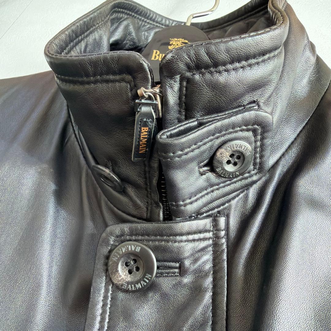 希少 BALMAIN バルマン ラムレザー 羊革 3L 大きいサイズ ジャケット