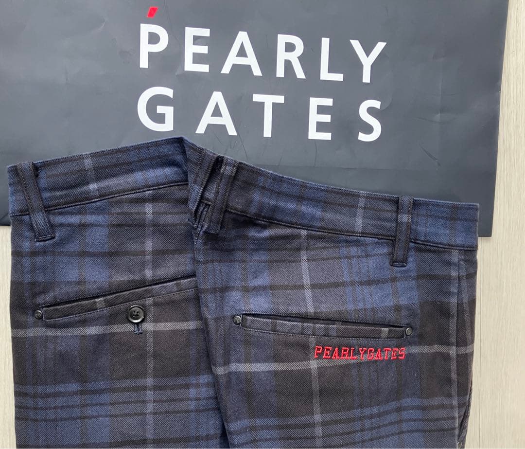 PEARLY GATES チェック柄の厚手パンツ ネイビー系. サイズ5 - メルカリ