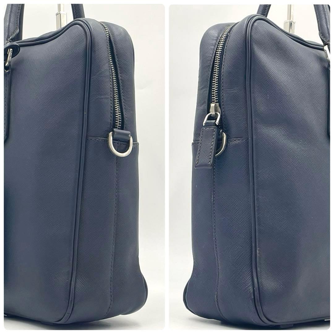 PRADA プラダ 極上サフィアーノレザー ブリーフケース 2way ネイビー