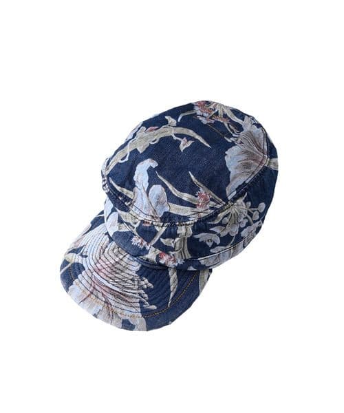 ★45R『新品未使用』ゴマデニムのリリープリントポッポキャップ L.B CANDY STOCK]ビッグリボンビジューペプラムトップス(シャツ