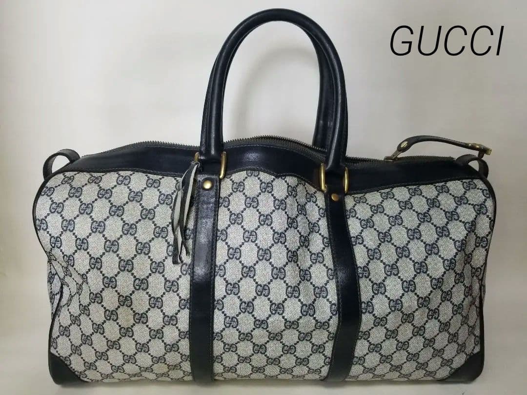 GG柄のグッチボストンバッグ、ヴィンテージレザー、トラベルバッグ VINTAGE GUCCI/グッチ】ボストンバッグ large gg web（ボストンバッグ