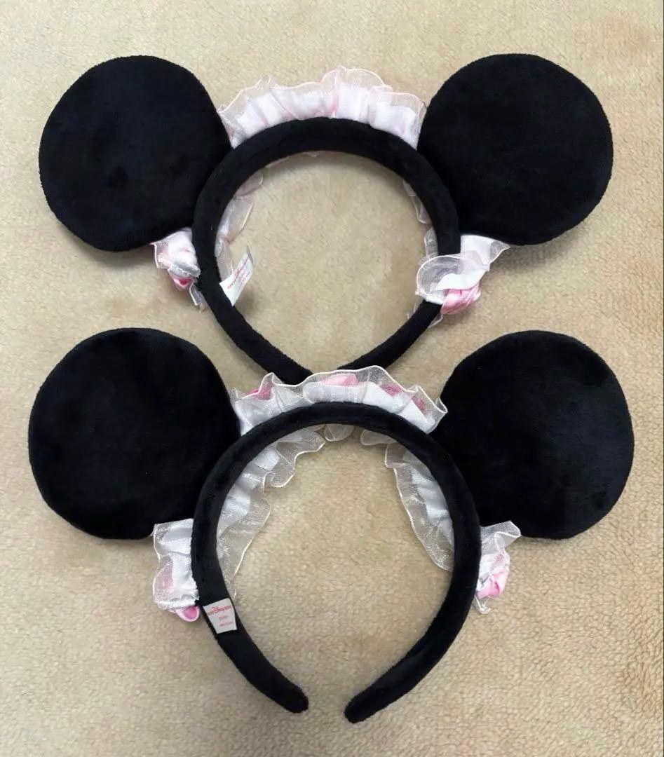 ディズニー カチューシャ ミニー ピンク フリル レース 薔薇 花 リボン