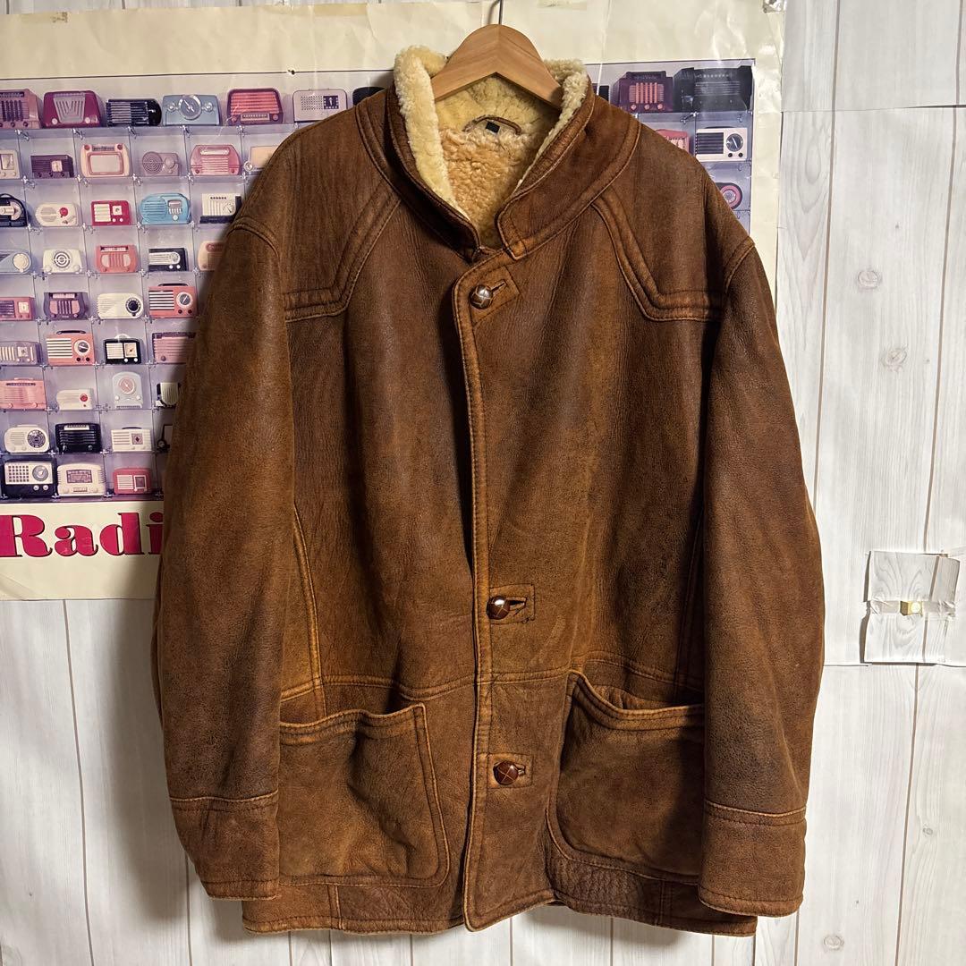 極上ユーロヴィンテージTRAPPERムートンコートレザージャケット本革