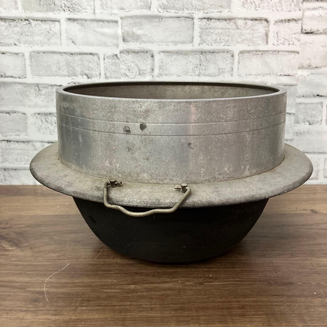 A-壁 羽釜 アルミ製 炊飯 釜 大型 昭和レトロ 薪 古道具 キャンプ