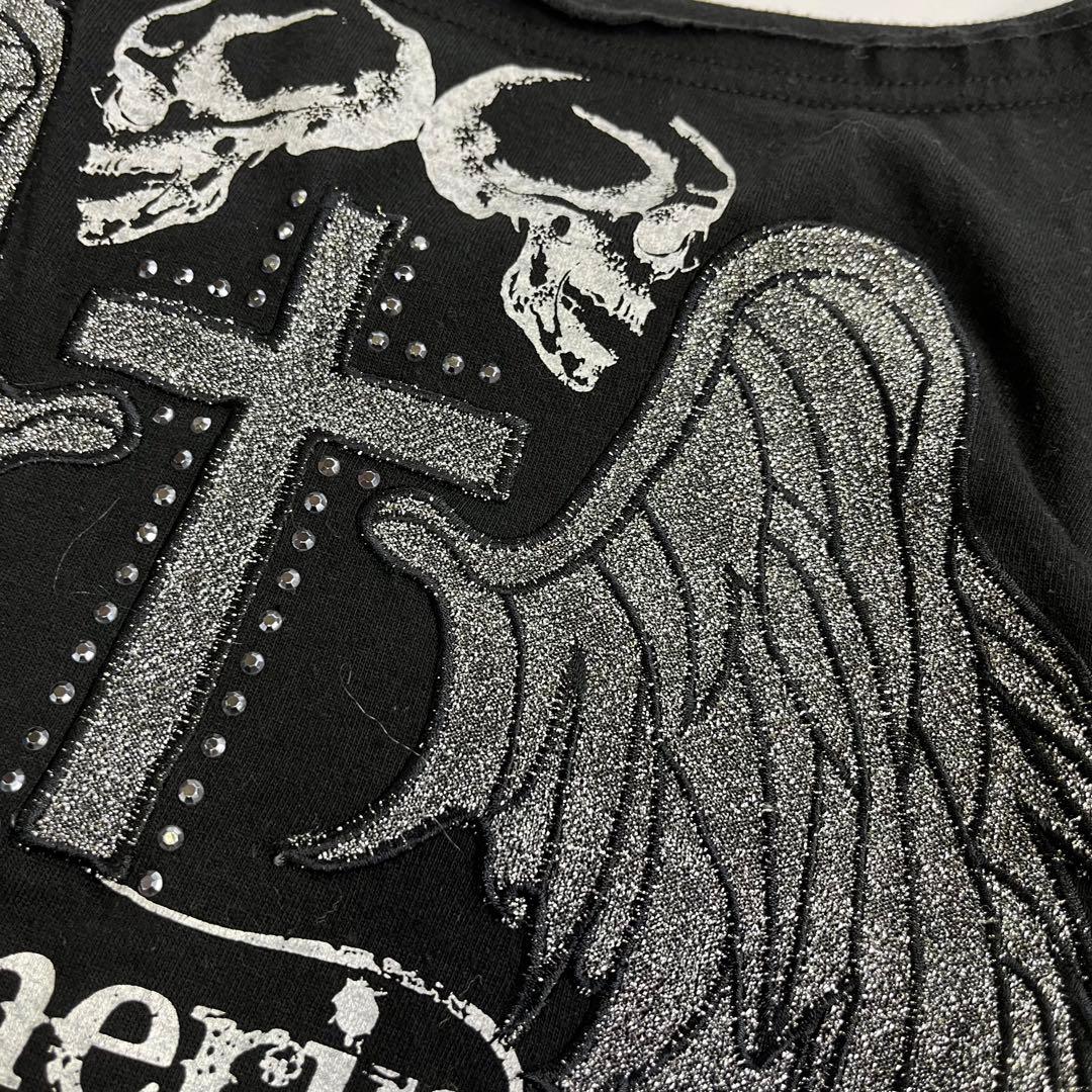 Y2K 十字架 クロス スカル ドクロ ロンT フェアリーグランジ Y2K