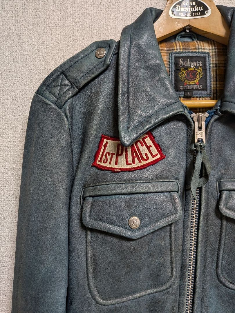 希少品 SCHOTT ライダースジャケット ワッペン Lサイズ レザー - メルカリ