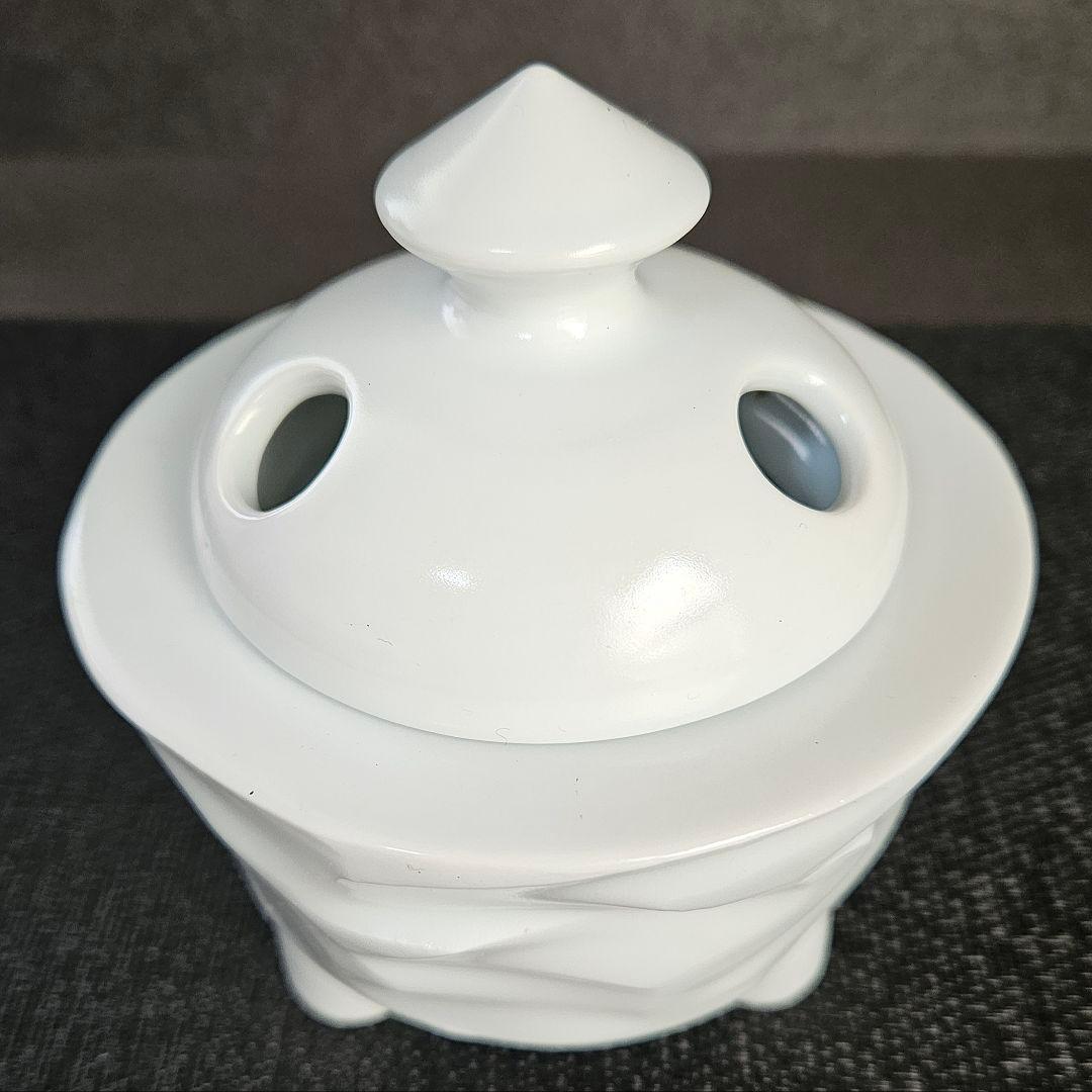 有田焼 名工 田中一位作 白磁 おうとつ造 三脚 香炉 茶道具 香道具