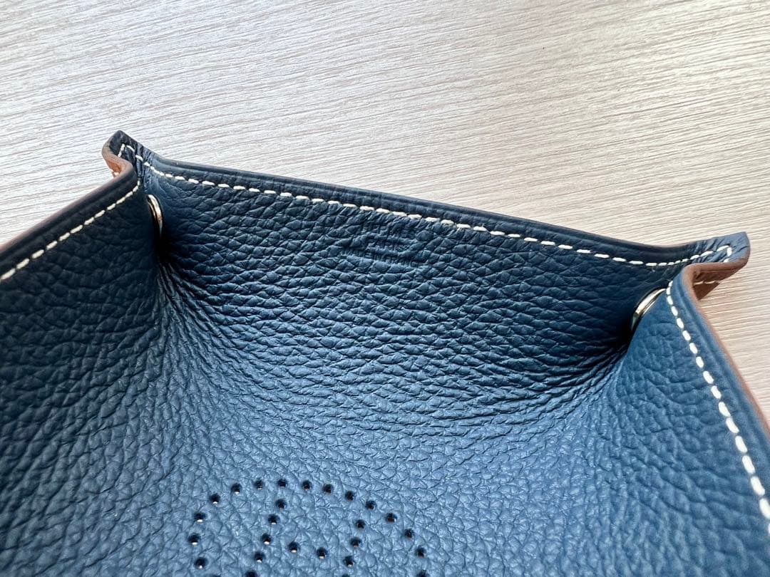 HERMES エルメスレザー 小物入れ アクセサリーケース 青/茶色 - 小物