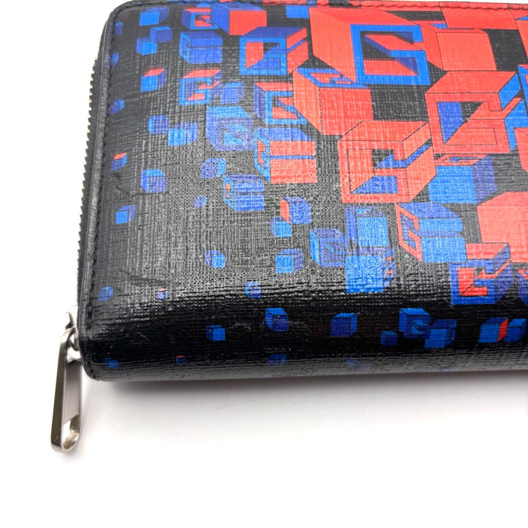 希少 グッチ 長財布 3Dアートプリント ラウンドファスナーレザー