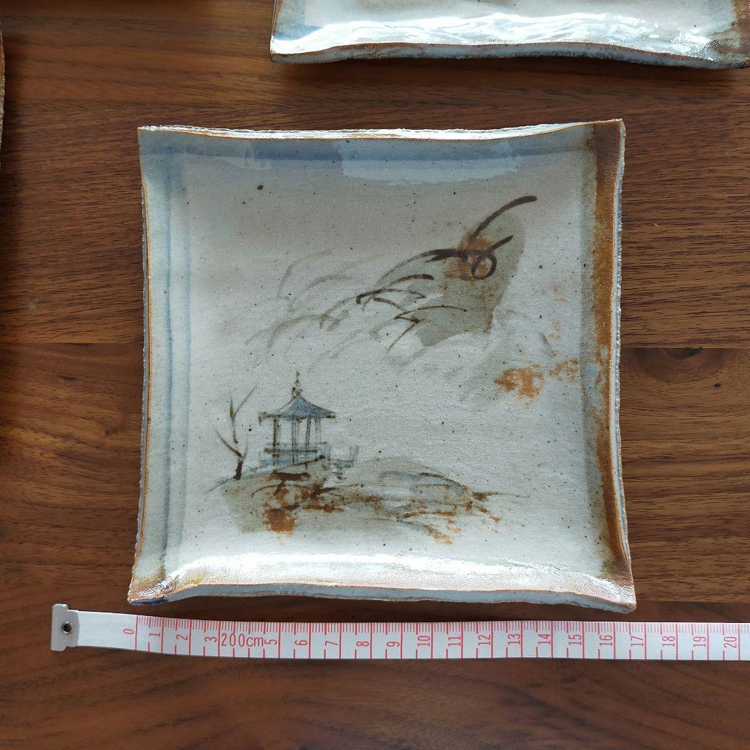 鄭寧 Zheng Ning　角皿　5枚　木箱入り