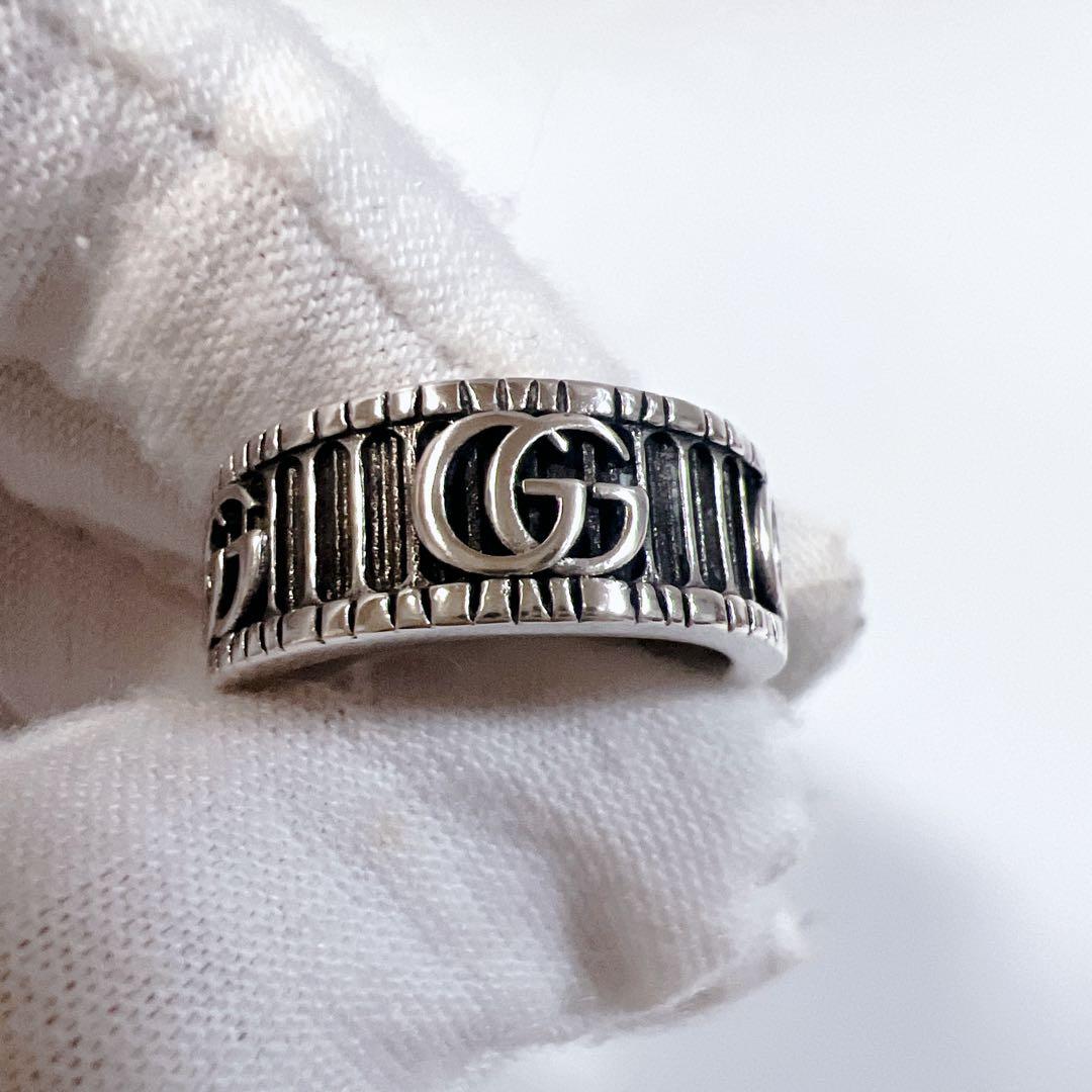 《極美品✨現行》グッチ リング 13号 マーモント ストライプ 925 指輪