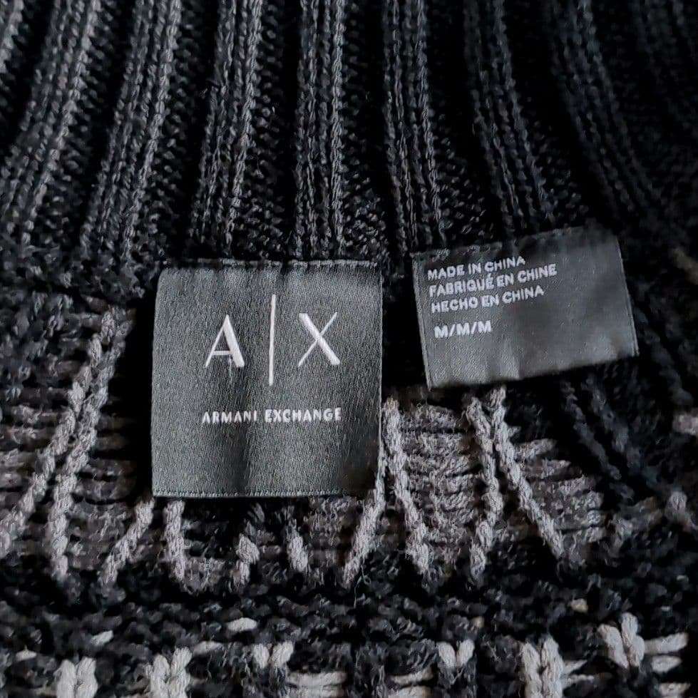 美品 アルマーニエクスチェンジ 求心柄 ダブルジップ ニット