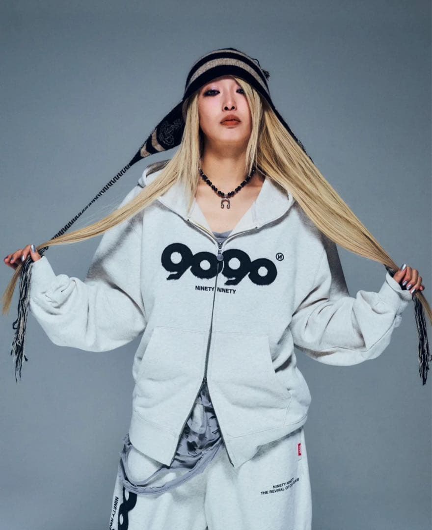 9090 ナインティナインティ ジップ パーカー ダブルジップ - メルカリ