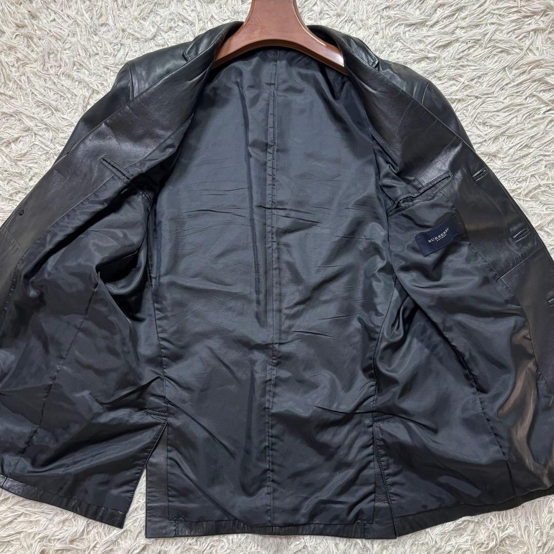外見美品 BURBERRY LONDON ラムレザー テーラードジャケット 黒 - メルカリ