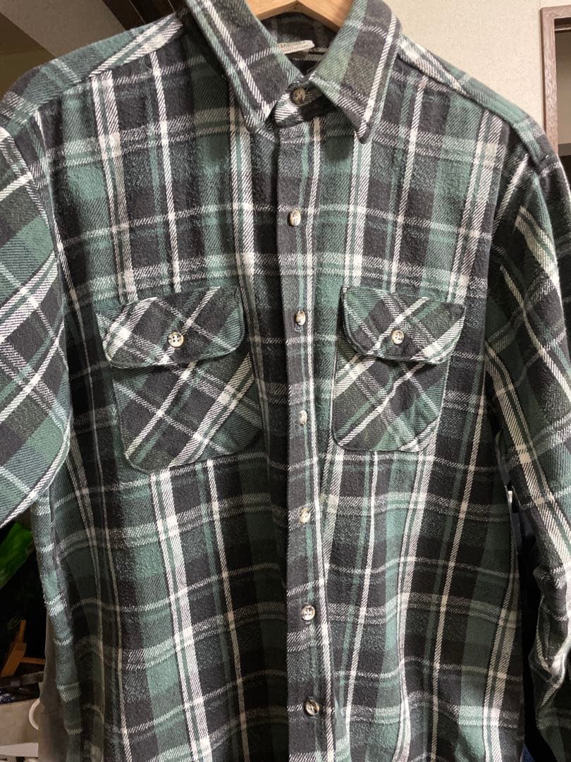 USA製 FIVE BROTHER ヘビーネル 緑黒チェック L 80s FIVEBROTHER ヘビーネル シャツ L MADE IN USA製 ヴィンテージ