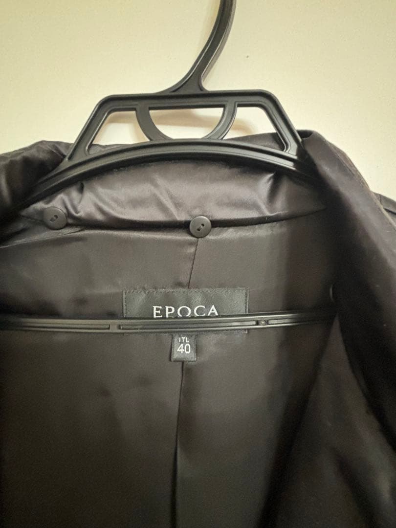 美品 エポカ ベルテットダウンコート 黒 ロング ベルト 綺麗め 上品 三