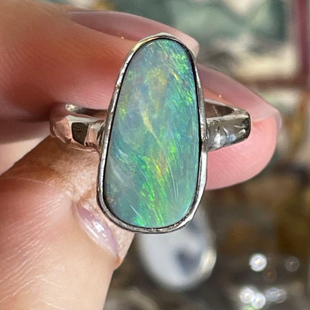 ハンドメイド シルバー925 ダブレットボルダーオパール シルバーリング